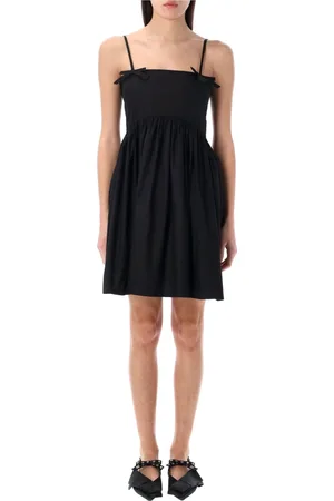 Ganni Kleedjes, Dames, Zwart, XS, Katoen, Strap Mini Dress