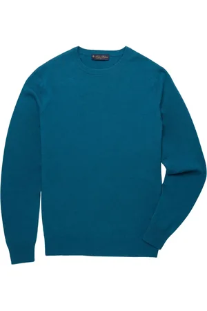 Brooks Brothers Truien, Heren, Blauw, S, Wol, Lamswollen Trui met Ronde Hals