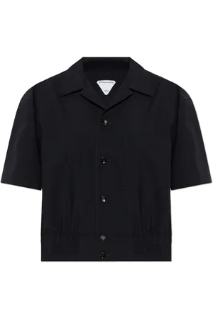 Bottega Veneta Blouses & Shirts, Dames, Zwart, S, Wol, Kortmouw wollen overhemd