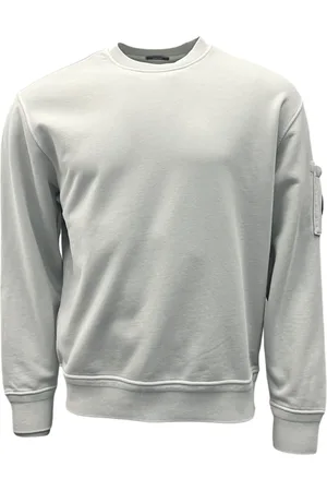 C.P. Company Sweatshirts & Hoodies, Heren, Wit, XL, Katoen, Diagonale Sweatshirt met Ronde Hals