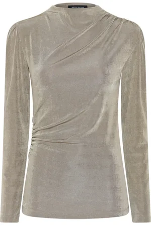 Bruuns Bazaar Tops, Dames, Grijs, 2Xl, Polyester, Elegante Blouse met Drapering