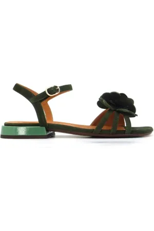 Chie Mihara Schoenen, Dames, Groen, 37 1/2 EU, Suède, Suède sandalen met lakhiel