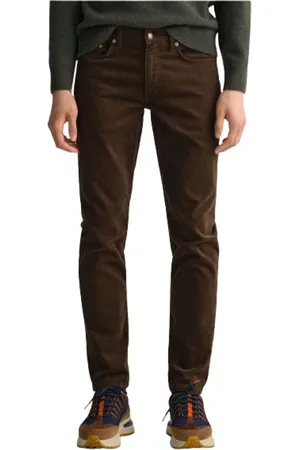 GANT Jeans, Heren, Bruin, W32, Katoen, Slim Velvet Hayes Broek