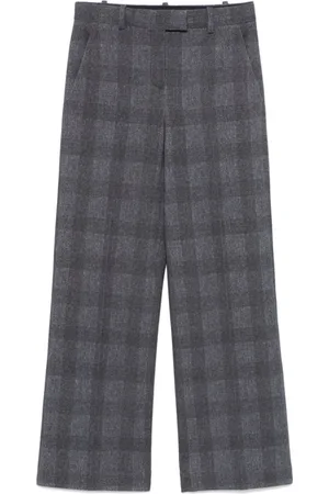 Circolo Broeken, Dames, Blauw, XS, Katoen, Blauw Geruite Rechte Pijpen Broek