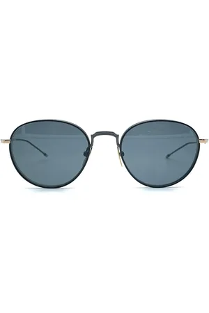 Thom Browne Accessoires, Heren, Zwart, ONE Size, Titanium Ronde Zonnebril
