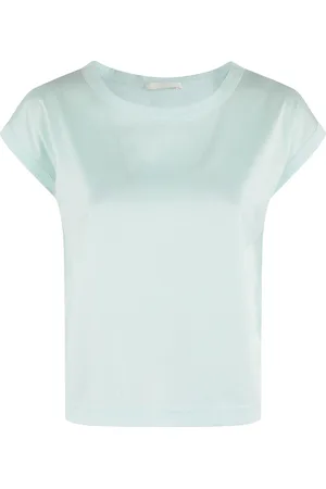 Circolo Tops, Dames, Blauw, L, Katoen, Aqua Jersey T-shirt Boxy Fit Korte Mouw