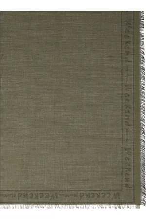 Max Mara Accessoires, Dames, Groen, ONE Size, Geruit Modal Sjaal met Logorand