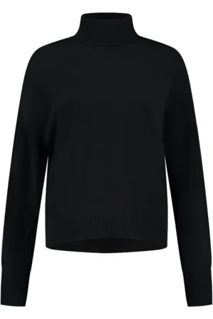 Closed Truien, Dames, Zwart, S, Kasjmier, Relaxte Kasjmier Merino Blend Trui met Hoge Hals