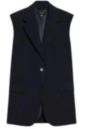 Max Mara Jassen, Dames, Blauw, S, Wol, Wollen Stretch Canvas Jas