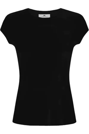 Elisabetta Franchi Tops, Dames, Zwart, S, Geborduurde T-shirt