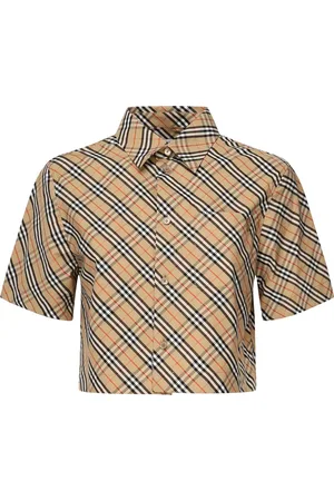 Burberry Blouses & Shirts, Dames, , 3Xs, Katoen, Geruite Cropped Blouse