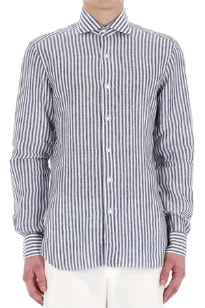 BARBA Overhemden, Heren, Veelkleurig, S, Linnen, Witte linnen Dandylife overhemd
