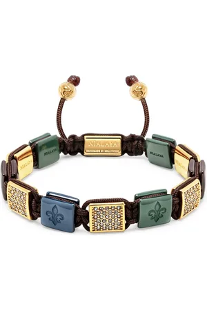 Nialaya Accessoires, Dames, Geel, L, Keramische Flatbead Armband met Gouden CZ
