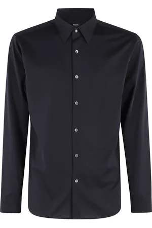 THEORY Overhemden, Heren, Blauw, M, Katoen, Navy Blauw Overhemd met Puntkraag