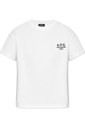 A.P.C. Tops, Dames, Wit, M, Katoen, Boxy Rue Madame T-shirt met korte mouwen