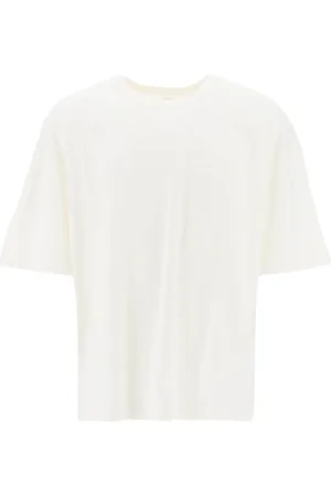 LEMAIRE Tops, Heren, Wit, S, Katoen, Boxy T-shirt met Korte Mouwen