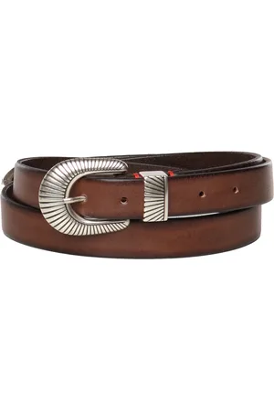 ELEVENTY Accessoires, Heren, Bruin, 115 CM, Leer, Bruine leren riem met zilveren gesp
