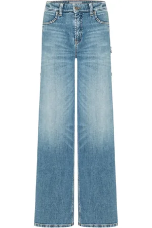 Cambio Jeans, Dames, Blauw, XL L33, Katoen, Wide Leg Jeans