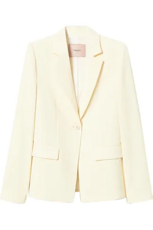 Twin-Set Jassen, Dames, , M, Polyester, Ivoor blazer met slim fit