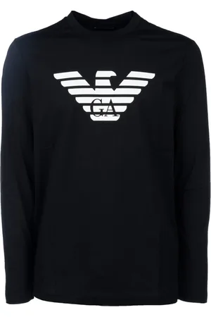 Emporio Armani Tops, Heren, Zwart, M, Katoen, Casual Katoenen T-shirt