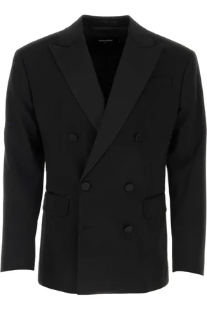 Dsquared2 Jassen, Heren, Zwart, M, Wol, Zwarte Stretch Wol Dan Db Blazer