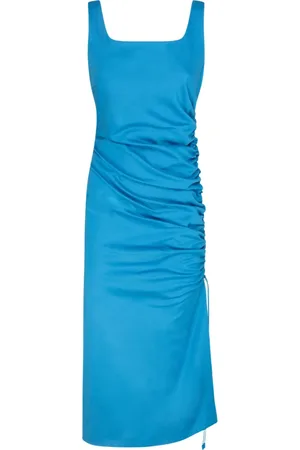 Sportmax Kleedjes, Dames, Blauw, XS, Polyester, Blauwe Midi Jurk