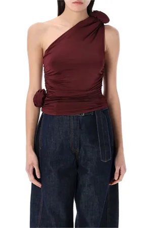 MAGDA BUTRYM Tops, Dames, Rood, L, One-Shoulder Top met 3D Roos Detail