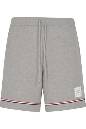 Thom Browne Korte broeken, Heren, Grijs, L, Katoen, Cotton Interlock Shorts met RWB Streep