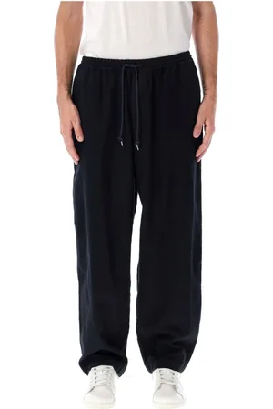 Comme des Garçons Broeken, Heren, Blauw, L, Wol, Wollen broek met trekkoord