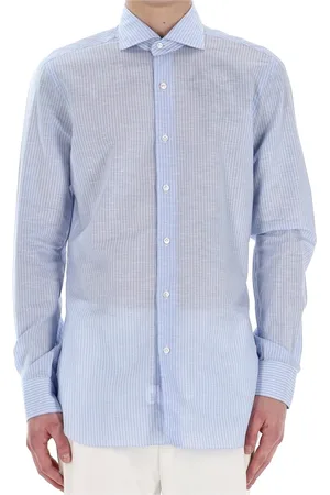 BARBA Overhemden, Heren, Blauw, 2Xl, Katoen, Heldere Blauwe Maatwerk Overhemd