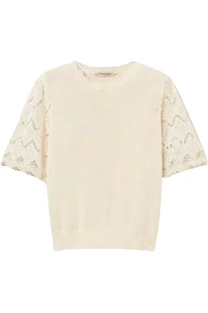 Twin-Set Blouses & Shirts, Dames, , M, Linnen, Jacquard Linnen Gebreide Trui