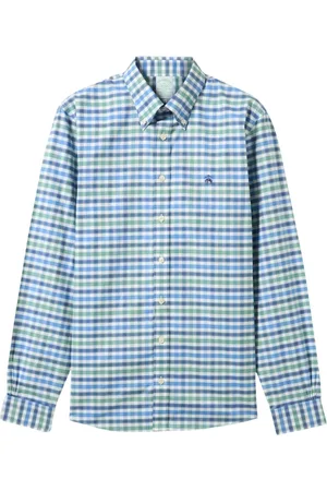 Brooks Brothers Overhemden, Heren, Groen, M, Katoen, Slim Fit Gouden Fleece Geruite Button Down Overhemd