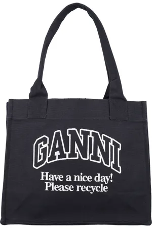 Ganni Tassen, Dames, Zwart, ONE Size, Katoen, Grote Easy Shopper Tas