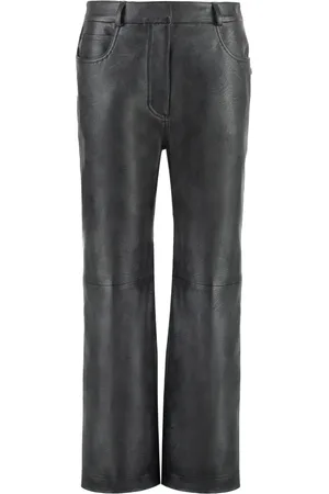 Stella McCartney Broeken, Dames, Zwart, S, Polyester, Imitatieleren broek met platte zakken