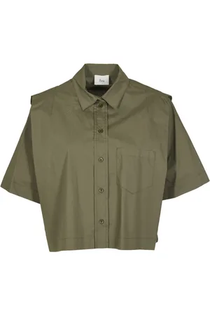 8PM Blouses & Shirts, Dames, Groen, S, Katoen, Militaire Stijl Shirt