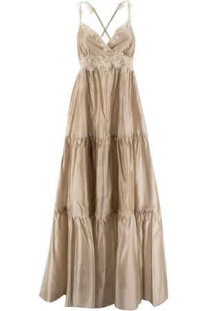 ERMANNO SCERVINO Kleedjes, Dames, , M, Lange jurk met bloemenkant en volant