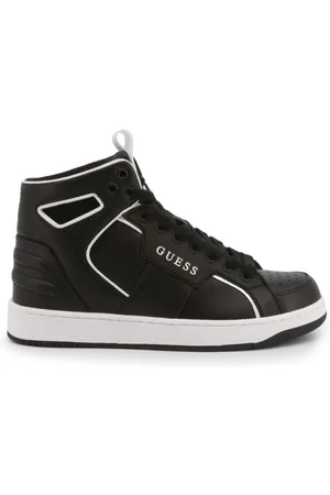 Guess Schoenen, Dames, Zwart, 36 EU, Leer, Zwarte leren sneakers met metallic details