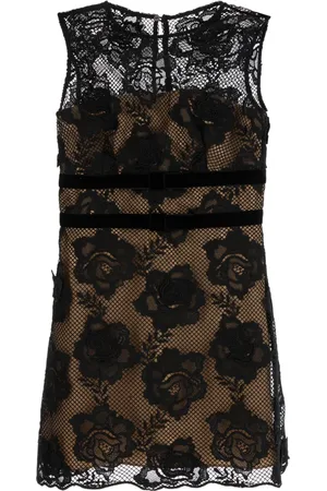 Self-Portrait Kleedjes, Dames, Zwart, M, Polyester, Zwarte Mini-jurk met Strik