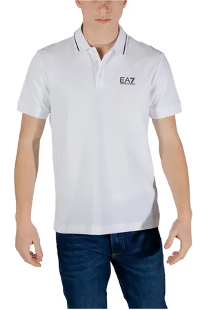 EA7 Tops, Heren, Wit, M, Katoen, Polo met korte mouwen