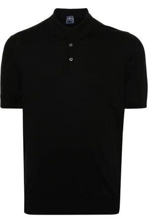 FEDELI Tops, Heren, Zwart, XL, Katoen, Zwarte Katoenen Gebreide Polosweater