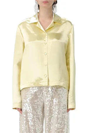 Serafini Blouses & Shirts, Dames, Geel, M, Satijn, Satijnen Viscose Overhemd