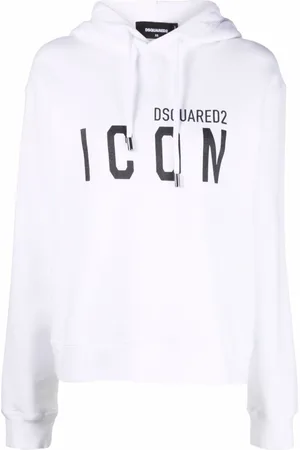 Dsquared2 Sweatshirts & Hoodies, Dames, Wit, XS, Katoen, Icon-print Katoenen Hoodie