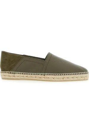 Castaner Schoenen, Heren, Groen, 40 EU, Leer, Groene espadrilles met gevlochten raffiazool
