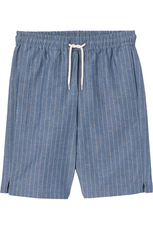 A.P.C. Korte broeken, Heren, Blauw, L, Katoen, Gestreept katoenen shirt met korte mouwen