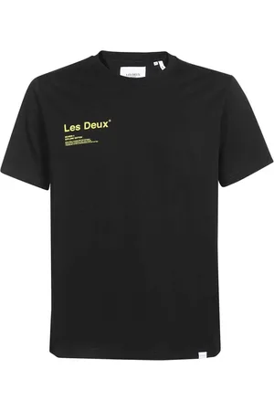 Les Deux Tops, Heren, Zwart, S, Katoen, Brody T-shirt met Ronde Hals en Print op de Rug