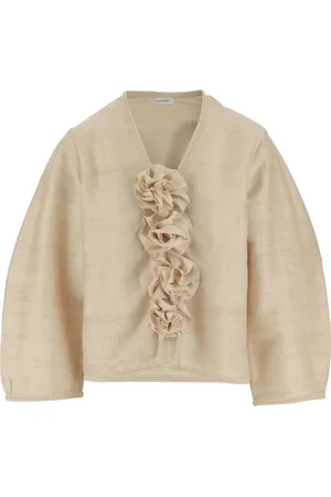 By Malene Birger Blouses & Shirts, Dames, , S, Pure Silk V-Neck Top met wijde mouwen