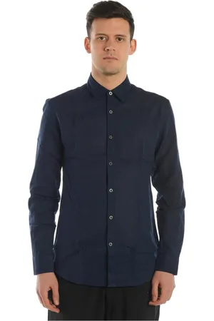 D.A. Daniele Alessandrini Overhemden, Heren, Blauw, L, Katoen, Basis V-Hals Shirt