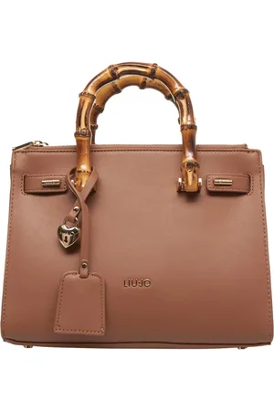 Liu Jo Tassen, Dames, Bruin, ONE Size, Bamboe, Bruine Handtas met Bamboe Handvatten