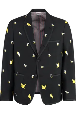 Thom Browne Jassen, Heren, Zwart, L, Wol, Wollen Blazer met Revers