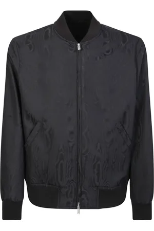 LARDINI Jassen, Heren, Zwart, L, Wol, Zwart Teddy Jack met Opstaande Kraag